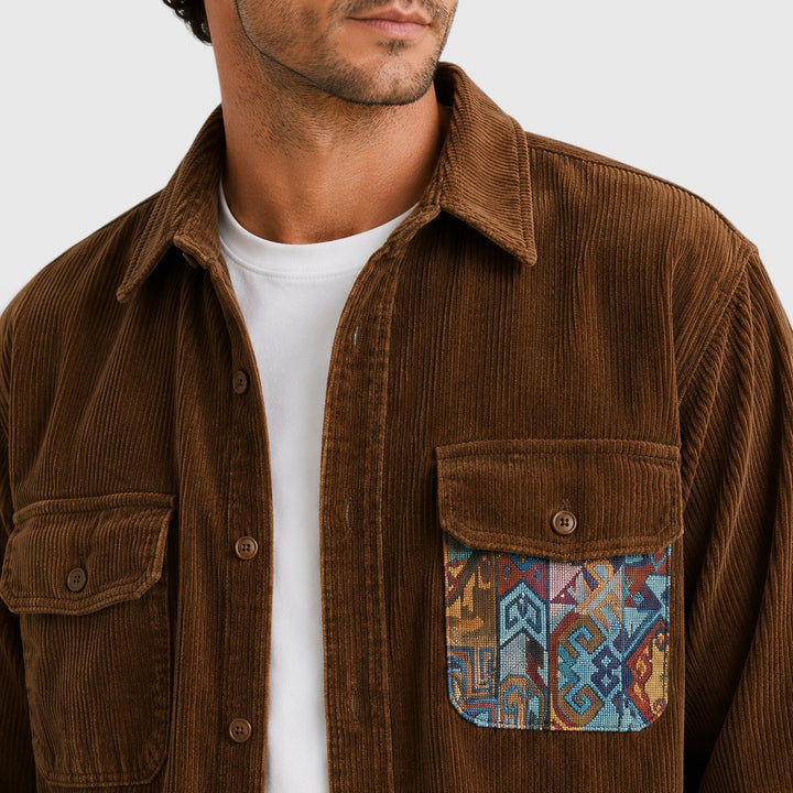 Men's Casual Corduroy Long Sleeve Overshirt