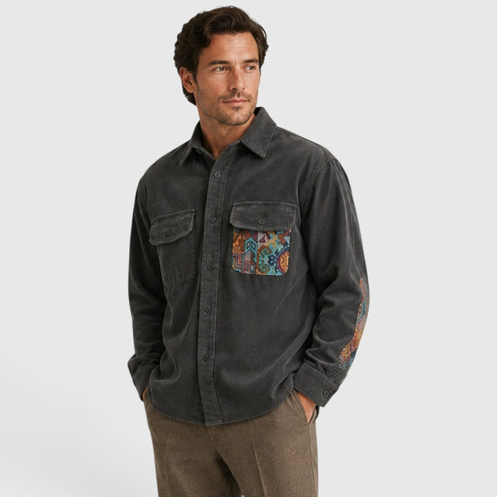 Men's Casual Corduroy Long Sleeve Overshirt
