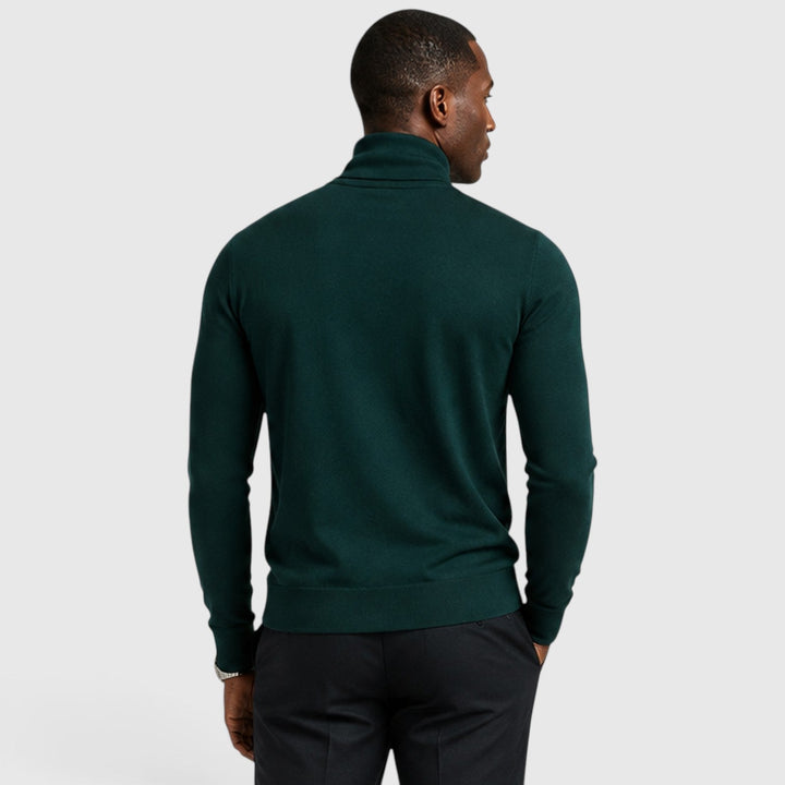 Men's Classic Cross Pattern Wool Blend Turtleneck Jumper