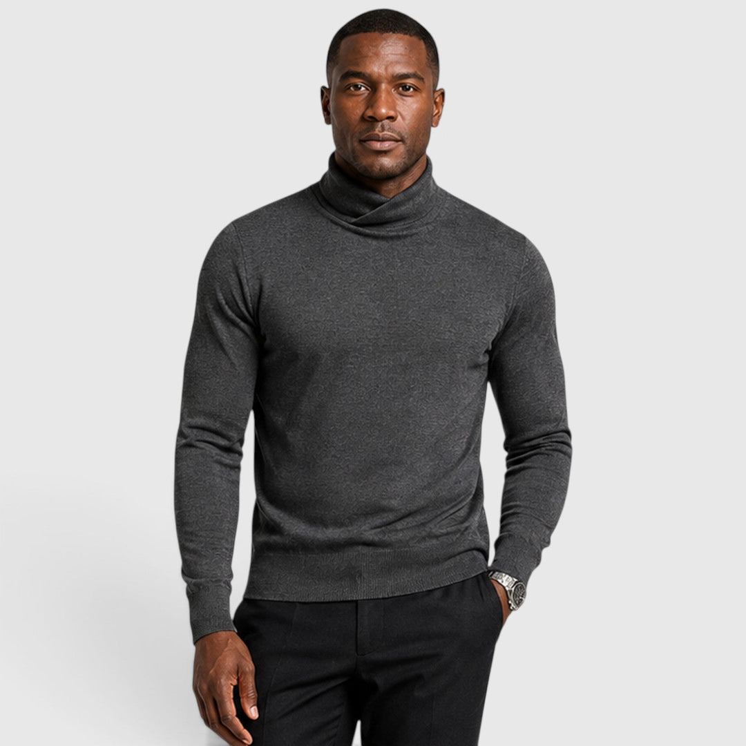 Men's Classic Cross Pattern Wool Blend Turtleneck Jumper
