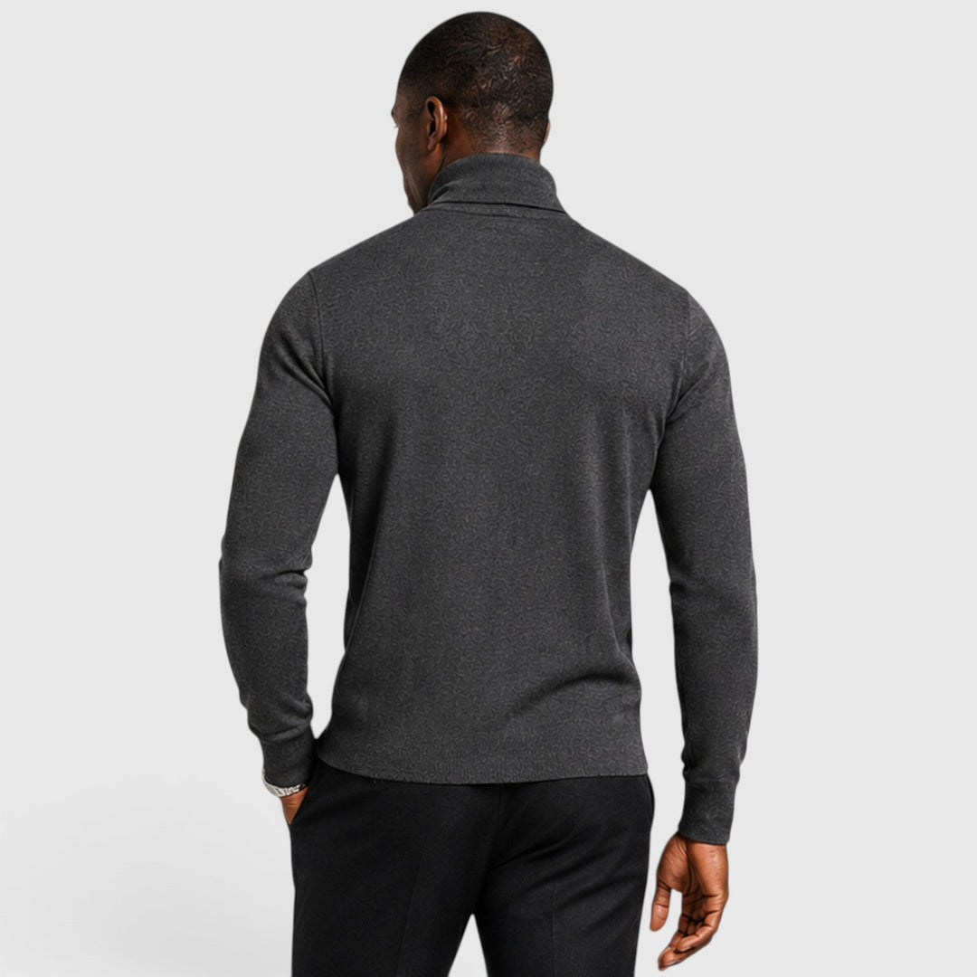 Men's Classic Cross Pattern Wool Blend Turtleneck Jumper