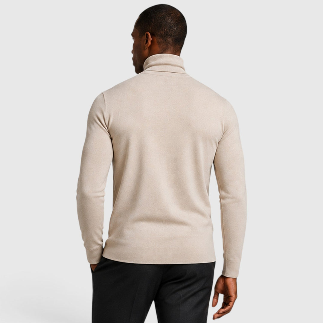Men's Classic Cross Pattern Wool Blend Turtleneck Jumper