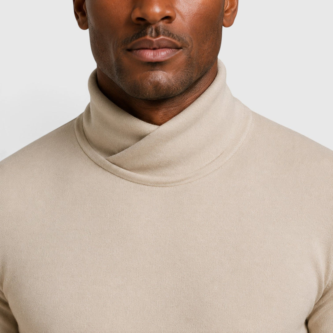 Men's Classic Cross Pattern Wool Blend Turtleneck Jumper