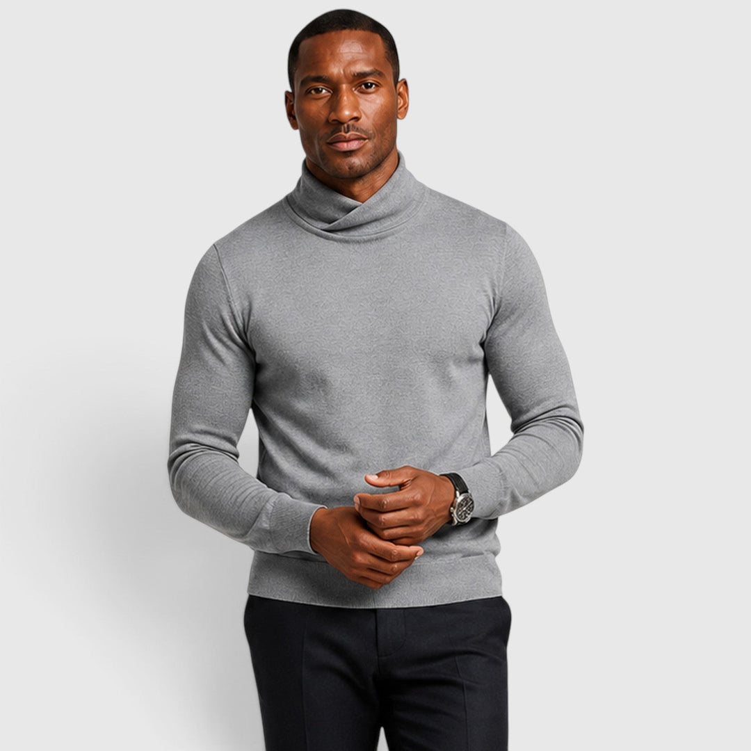 Men's Classic Cross Pattern Wool Blend Turtleneck Jumper