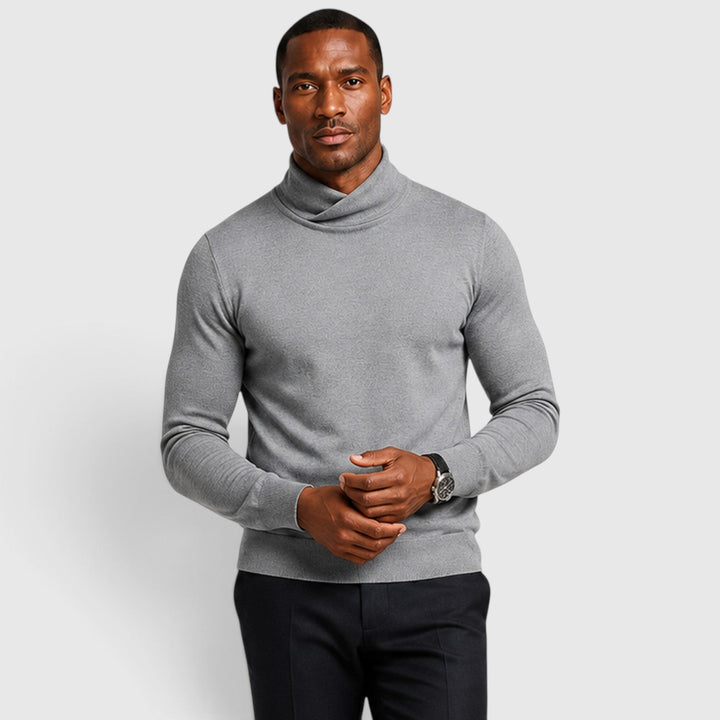 Men's Classic Cross Pattern Wool Blend Turtleneck Jumper