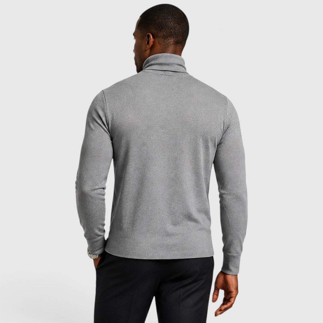 Men's Classic Cross Pattern Wool Blend Turtleneck Jumper