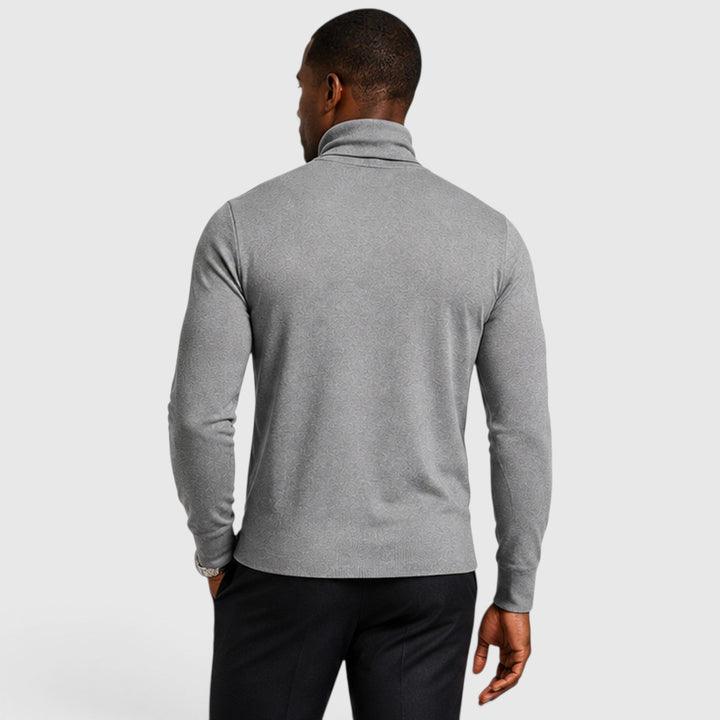 Men's Classic Cross Pattern Wool Blend Turtleneck Jumper
