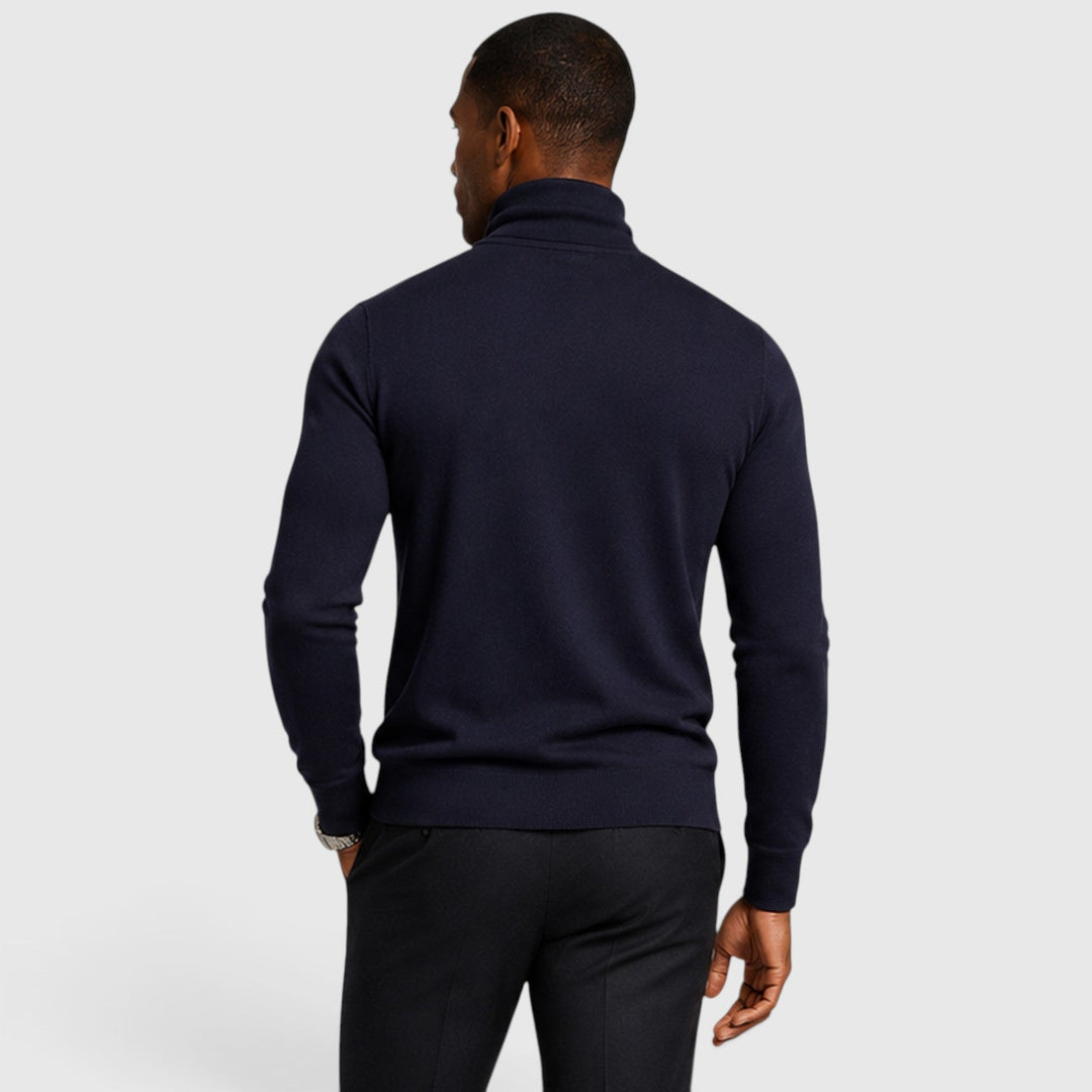 Men's Classic Cross Pattern Wool Blend Turtleneck Jumper