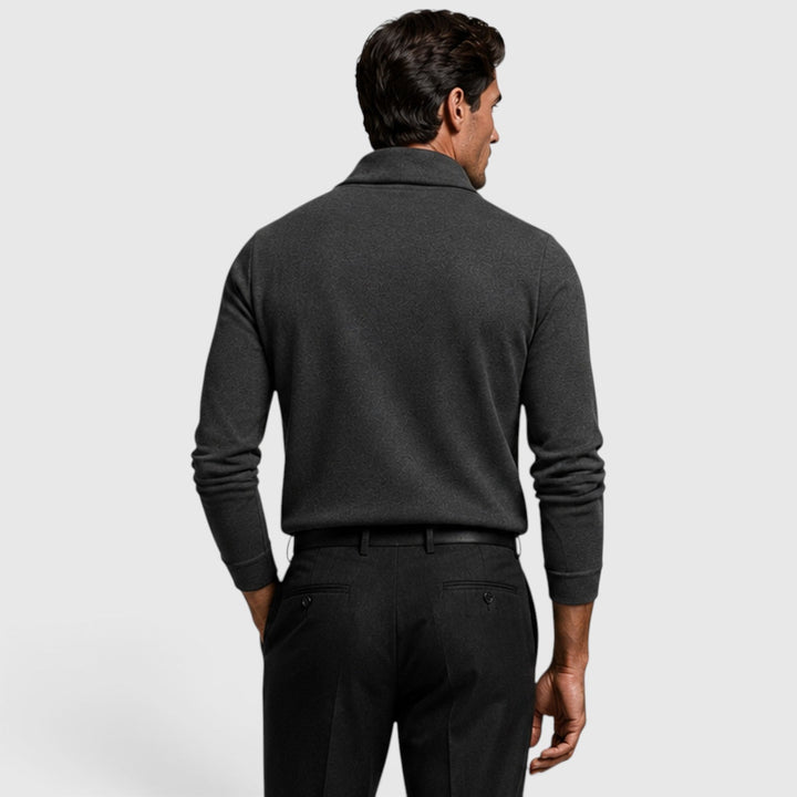 Men's Casual Knit Crossover Mock Neck Long Sleeve Top