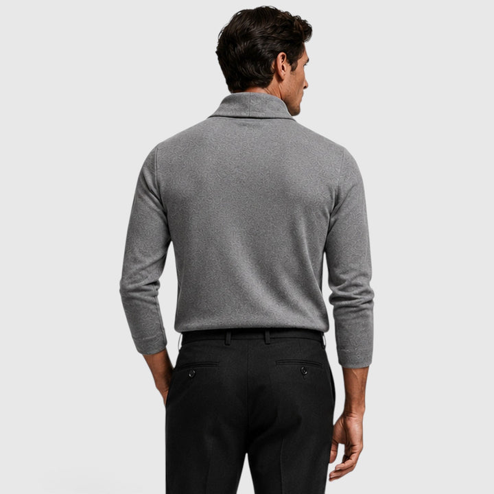 Men's Casual Knit Crossover Mock Neck Long Sleeve Top