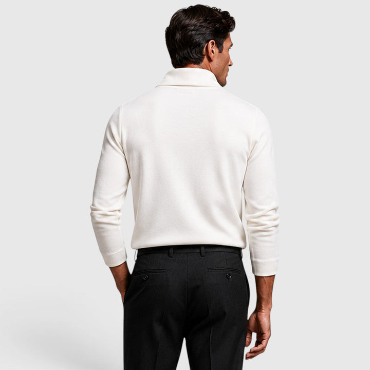 Men's Casual Knit Crossover Mock Neck Long Sleeve Top