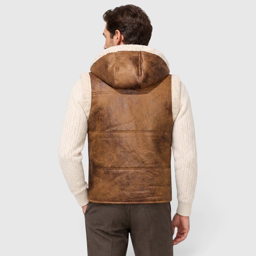 Men's Casual Faux Fur-Lined Hooded Vest