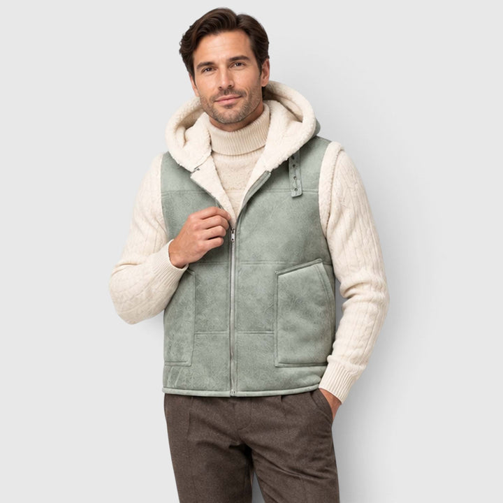 Men's Casual Faux Fur-Lined Hooded Vest