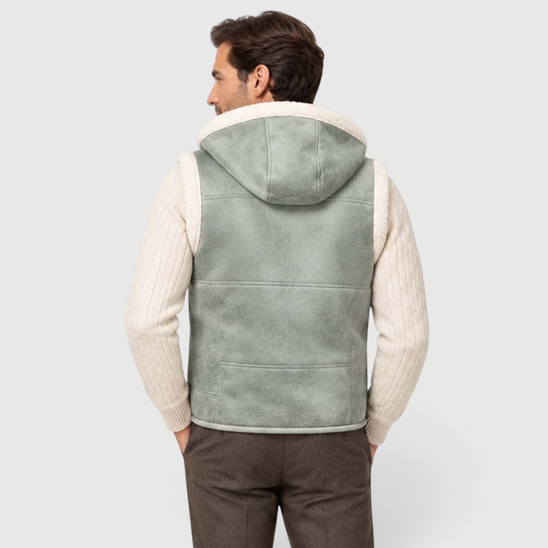 Men's Casual Faux Fur-Lined Hooded Vest