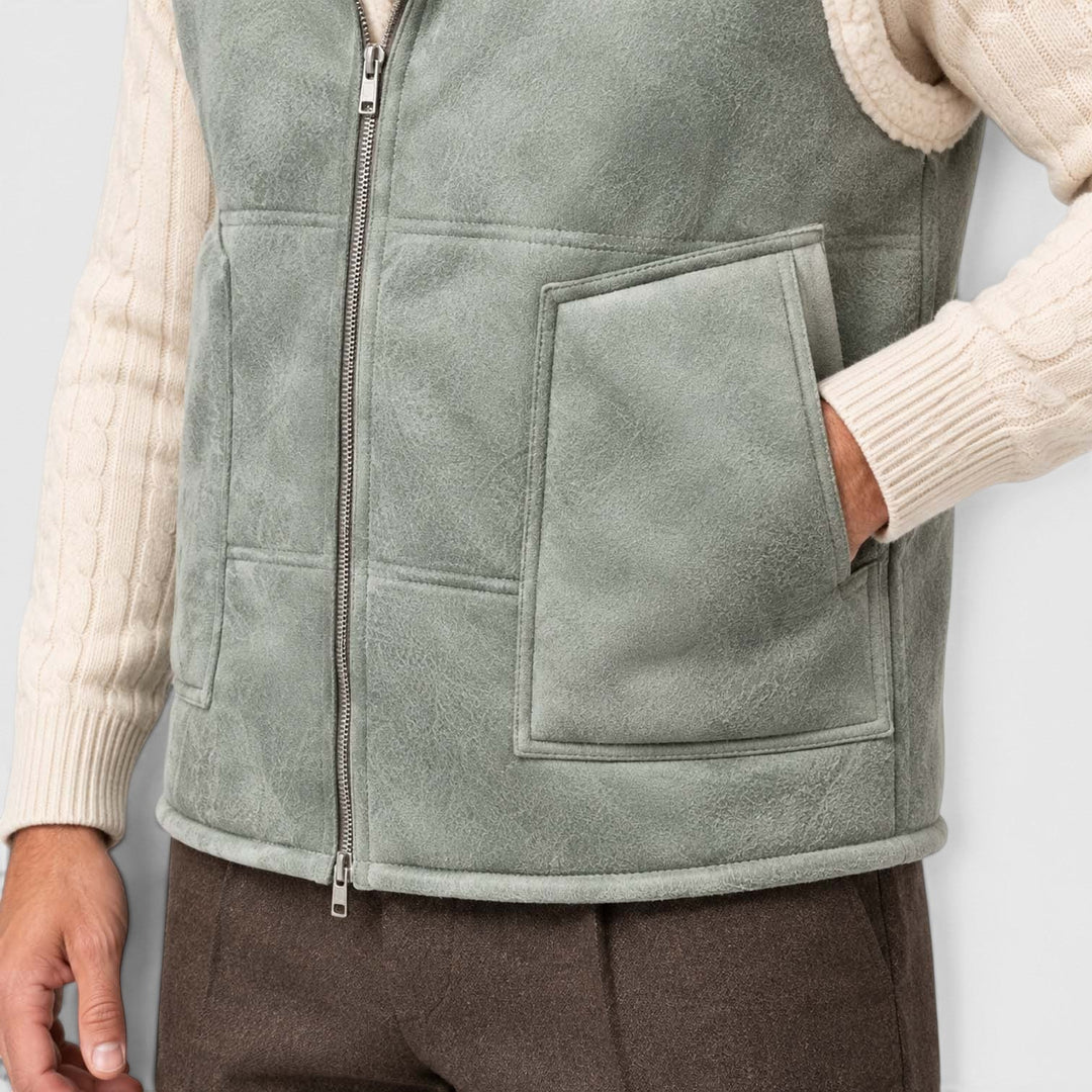Men's Casual Faux Fur-Lined Hooded Vest
