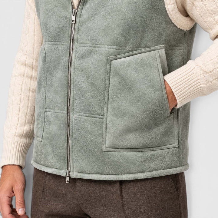 Men's Casual Faux Fur-Lined Hooded Vest