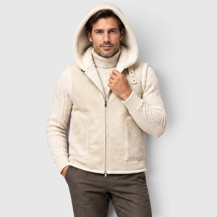 Men's Casual Faux Fur-Lined Hooded Vest