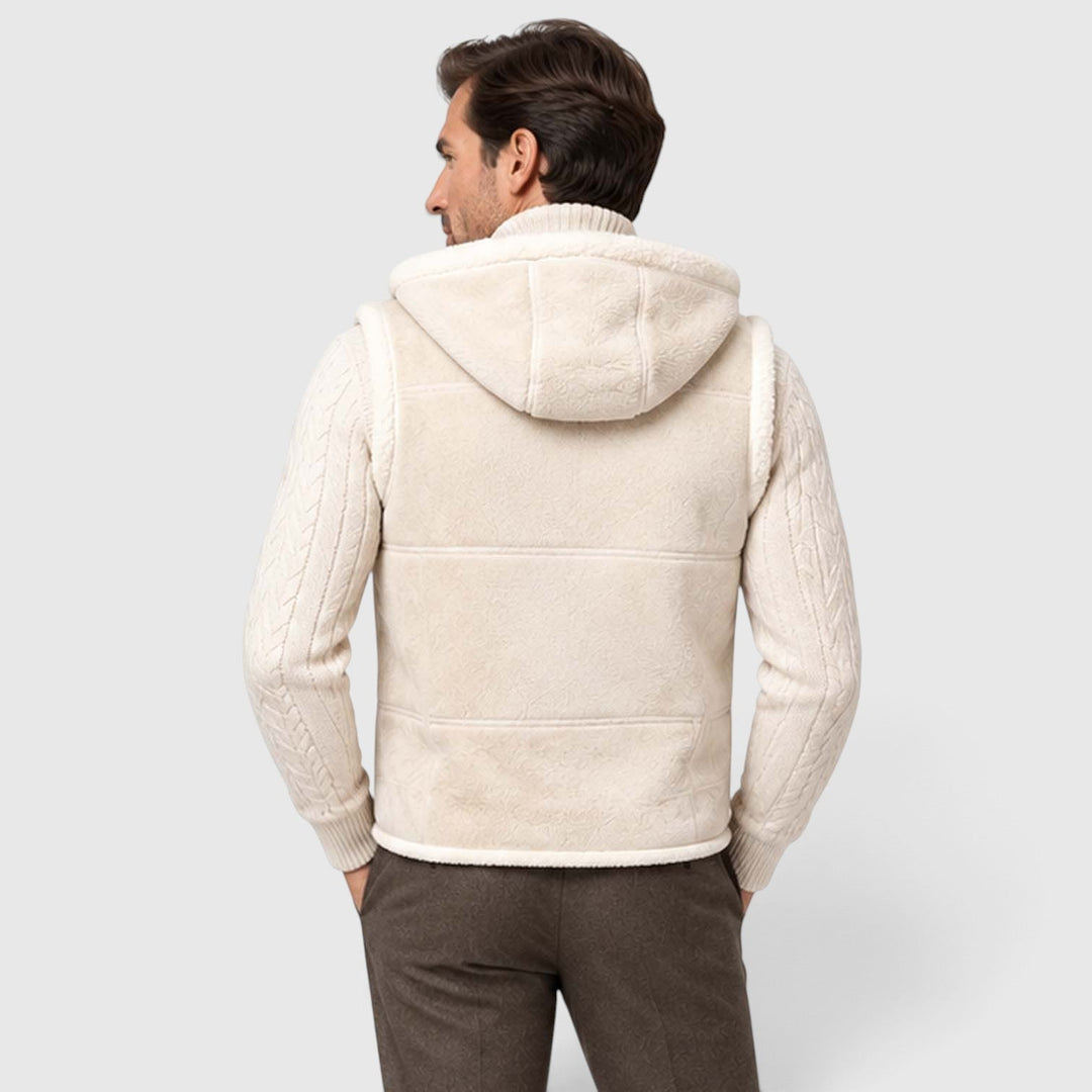 Men's Casual Faux Fur-Lined Hooded Vest