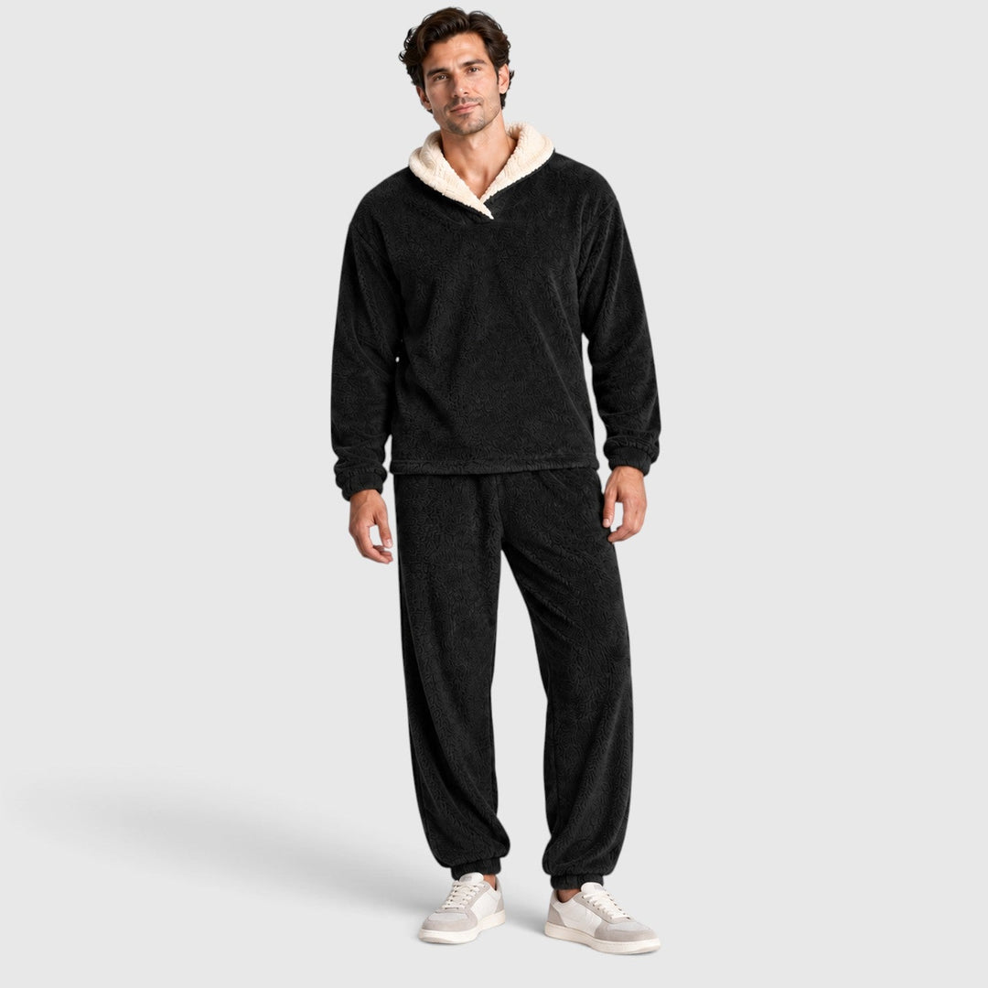 Men's Casual Fleece Hooded Top and Trousers Loungewear Set