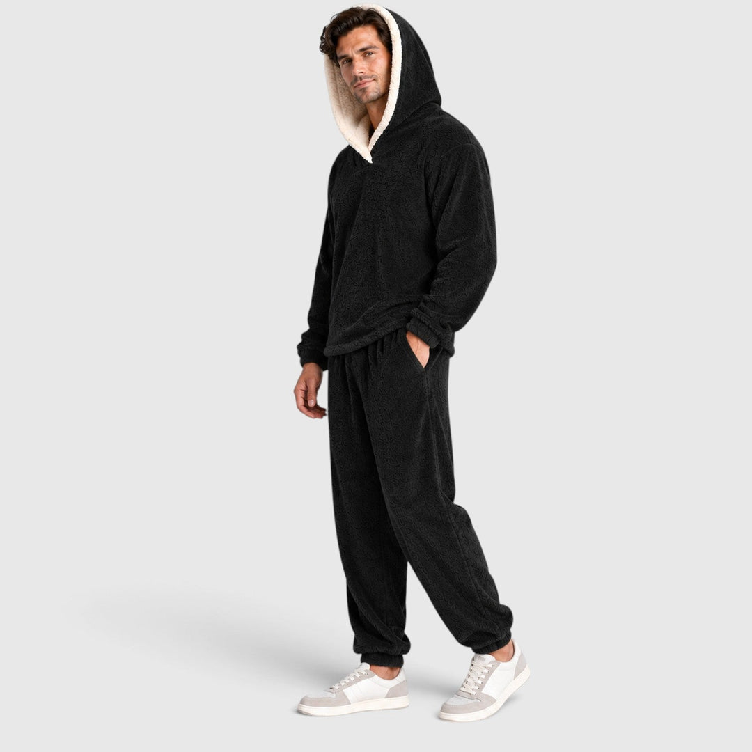 Men's Casual Fleece Hooded Top and Trousers Loungewear Set