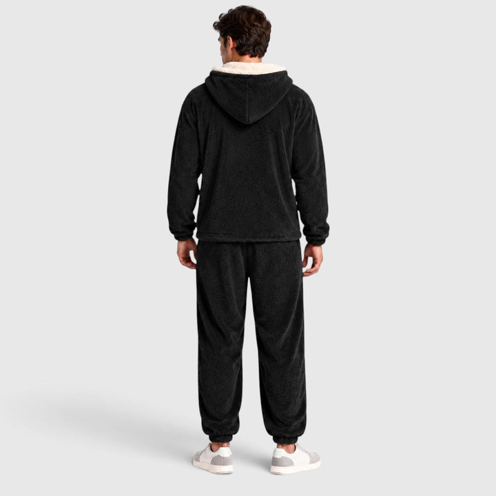 Men's Casual Fleece Hooded Top and Trousers Loungewear Set