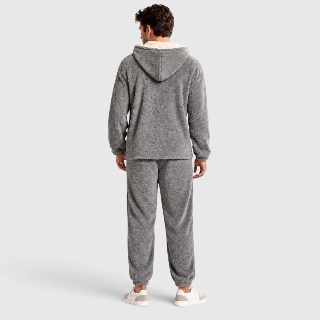 Men's Casual Fleece Hooded Top and Trousers Loungewear Set