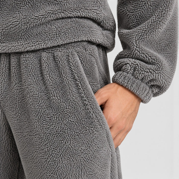 Men's Casual Fleece Hooded Top and Trousers Loungewear Set