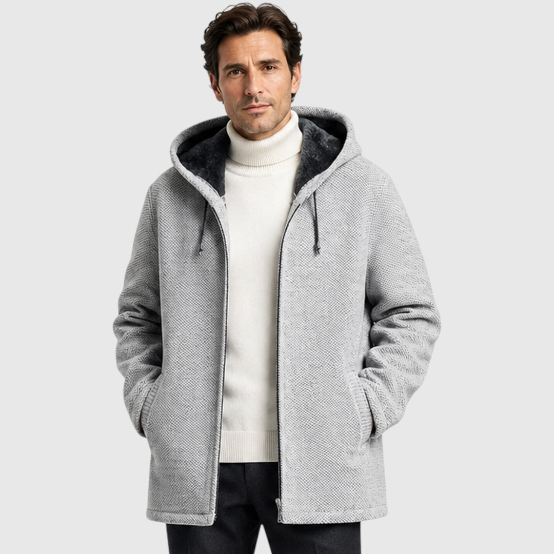 Men's Casual Fleece-Lined Hooded Zip Cardigan
