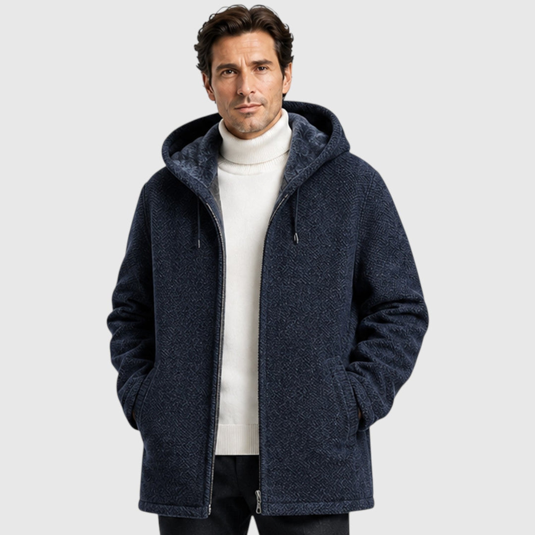 Men's Casual Fleece-Lined Hooded Zip Cardigan