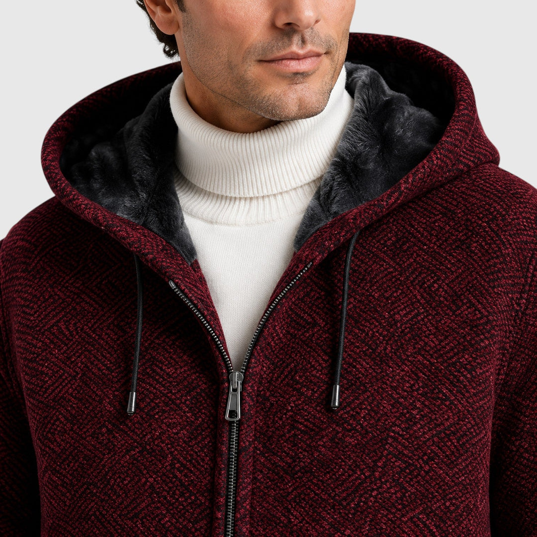 Men's Casual Fleece-Lined Hooded Zip Cardigan
