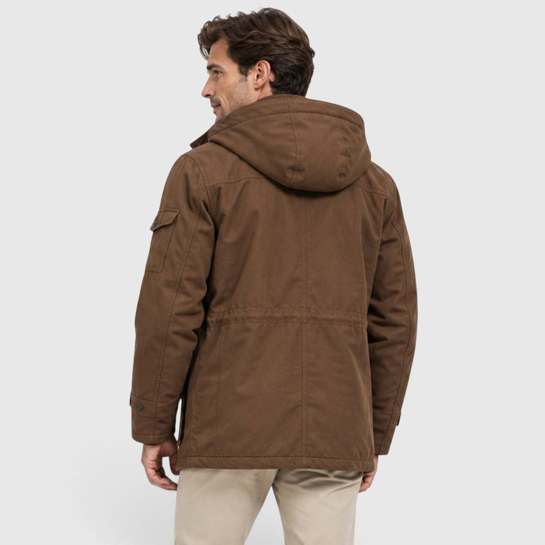 Men's Casual Fleece-Lined Hooded Windbreaker Jacket with Pockets
