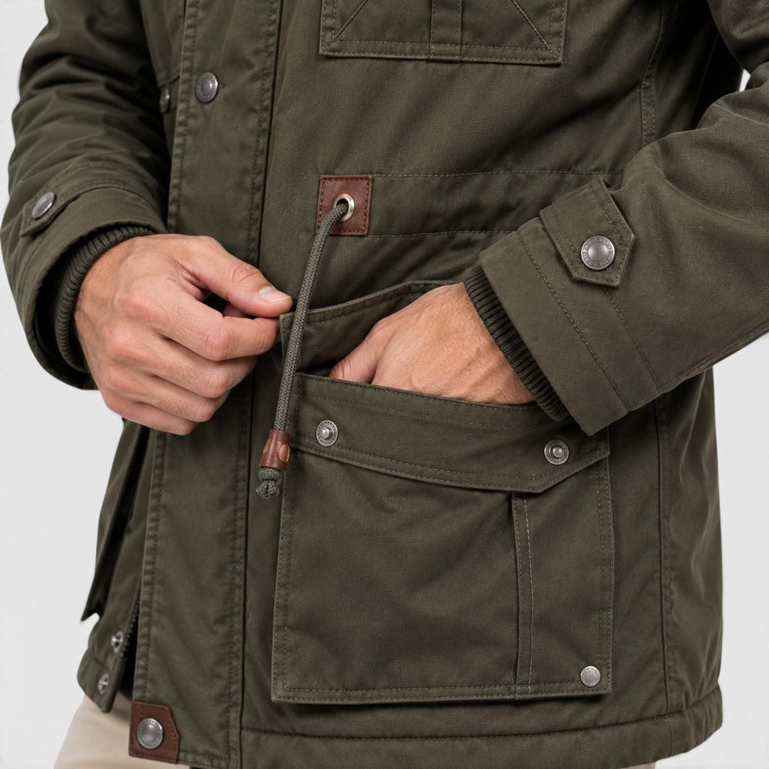 Men's Casual Fleece-Lined Hooded Windbreaker Jacket with Pockets