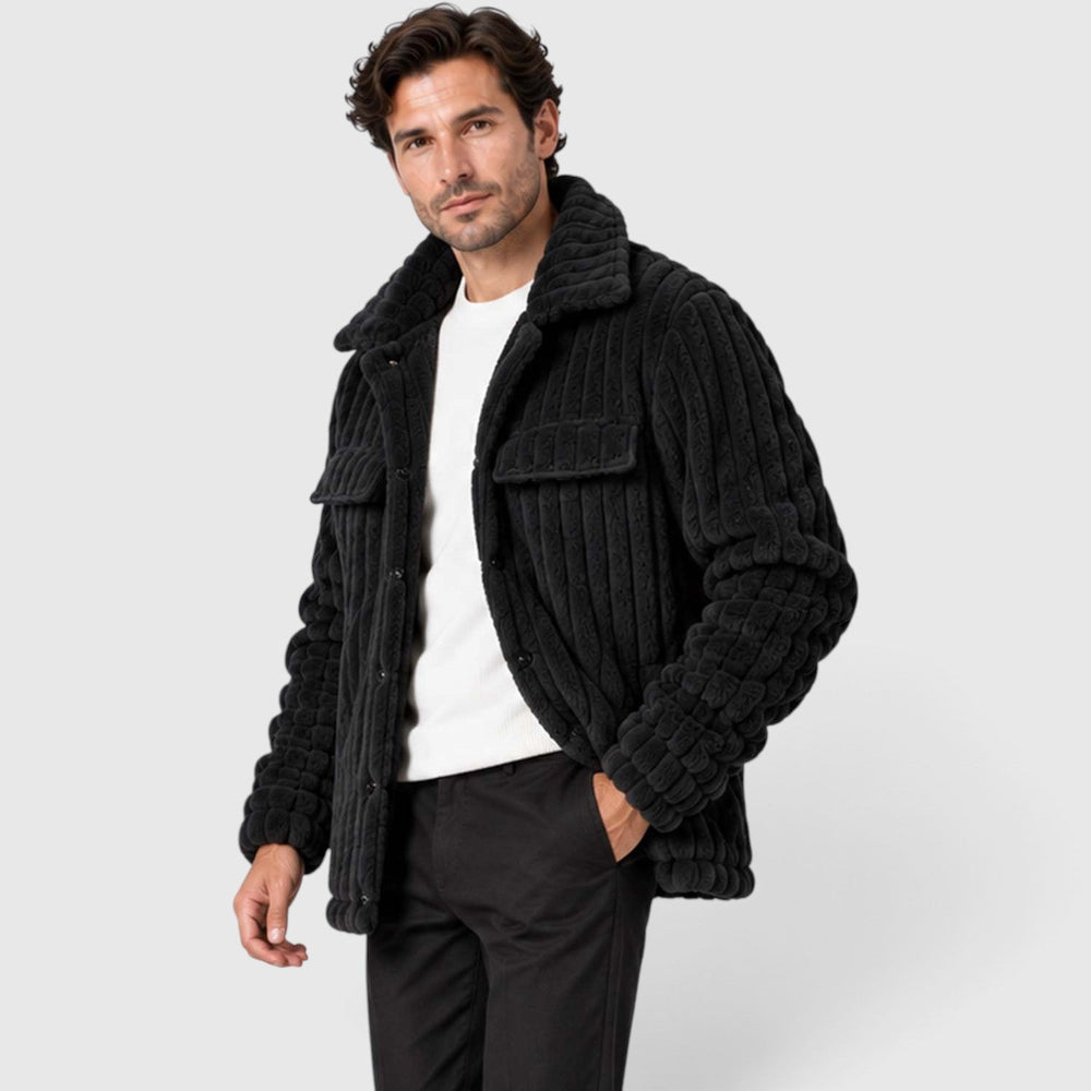 Men's Casual Fleece Button-Up Shirt Jacket