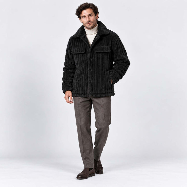 Men's Casual Fleece Button-Up Shirt Jacket