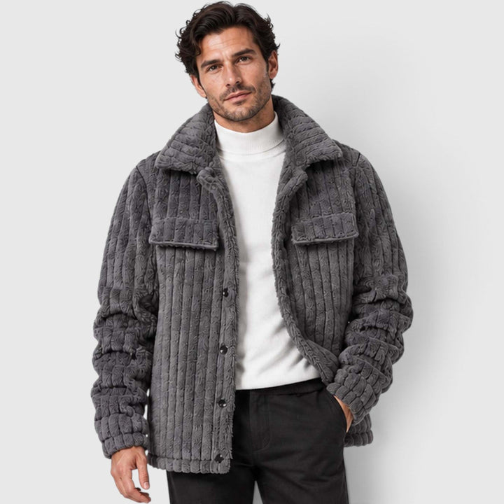 Men's Casual Fleece Button-Up Shirt Jacket