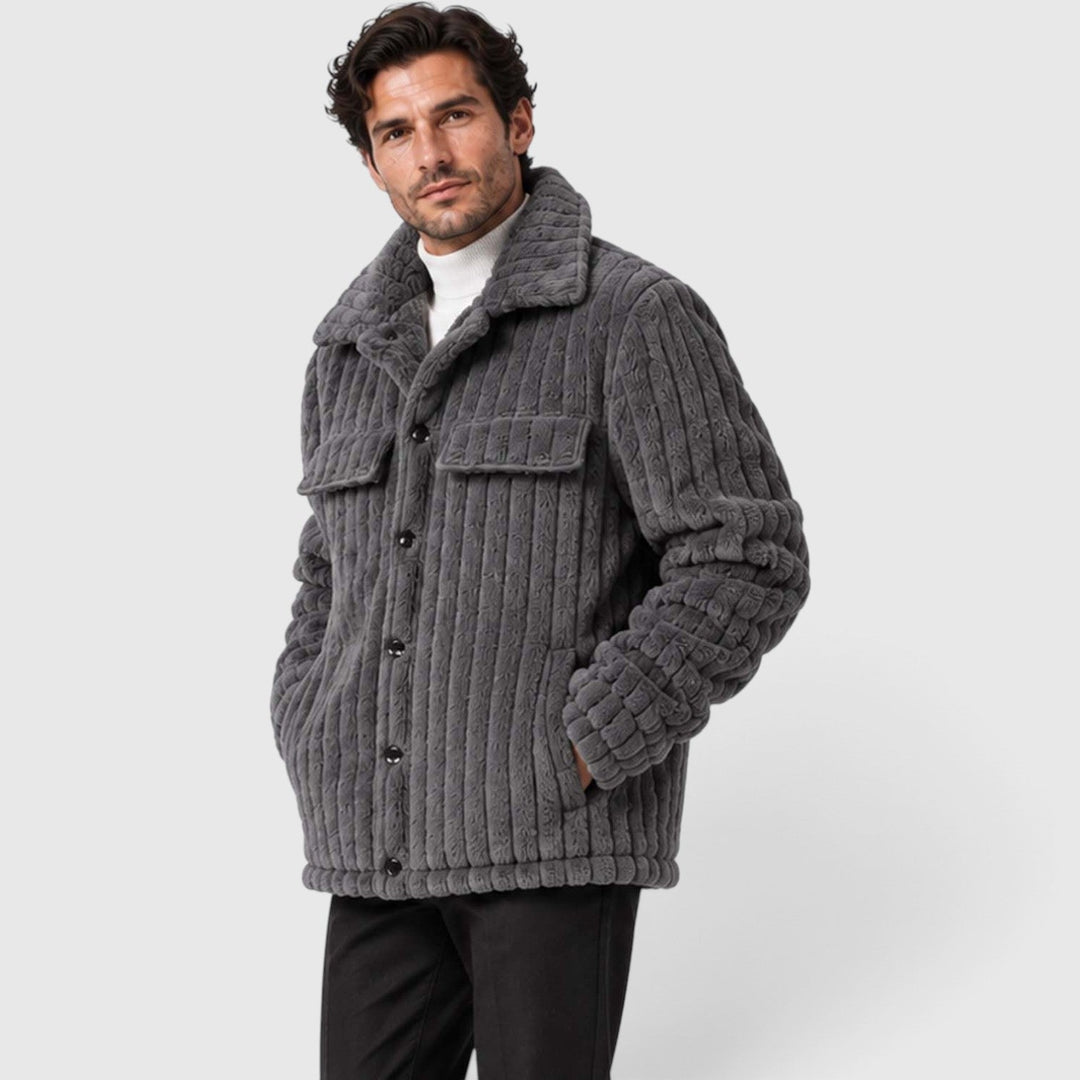 Men's Casual Fleece Button-Up Shirt Jacket