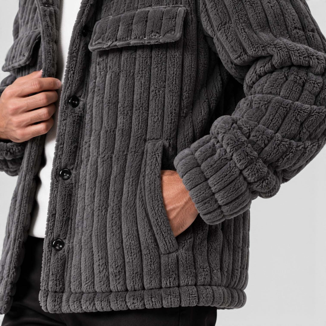 Men's Casual Fleece Button-Up Shirt Jacket