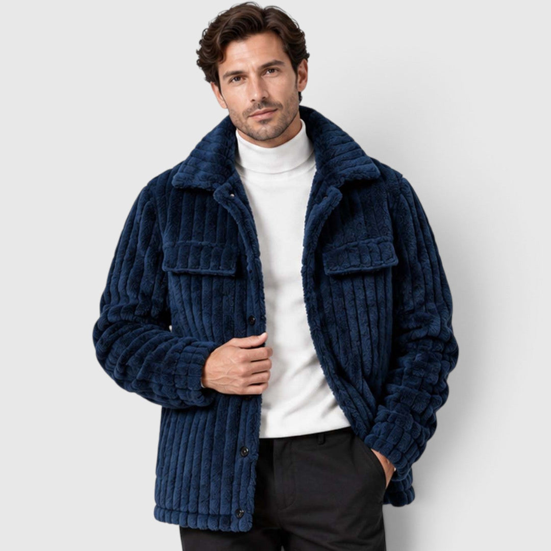 Men's Casual Fleece Button-Up Shirt Jacket
