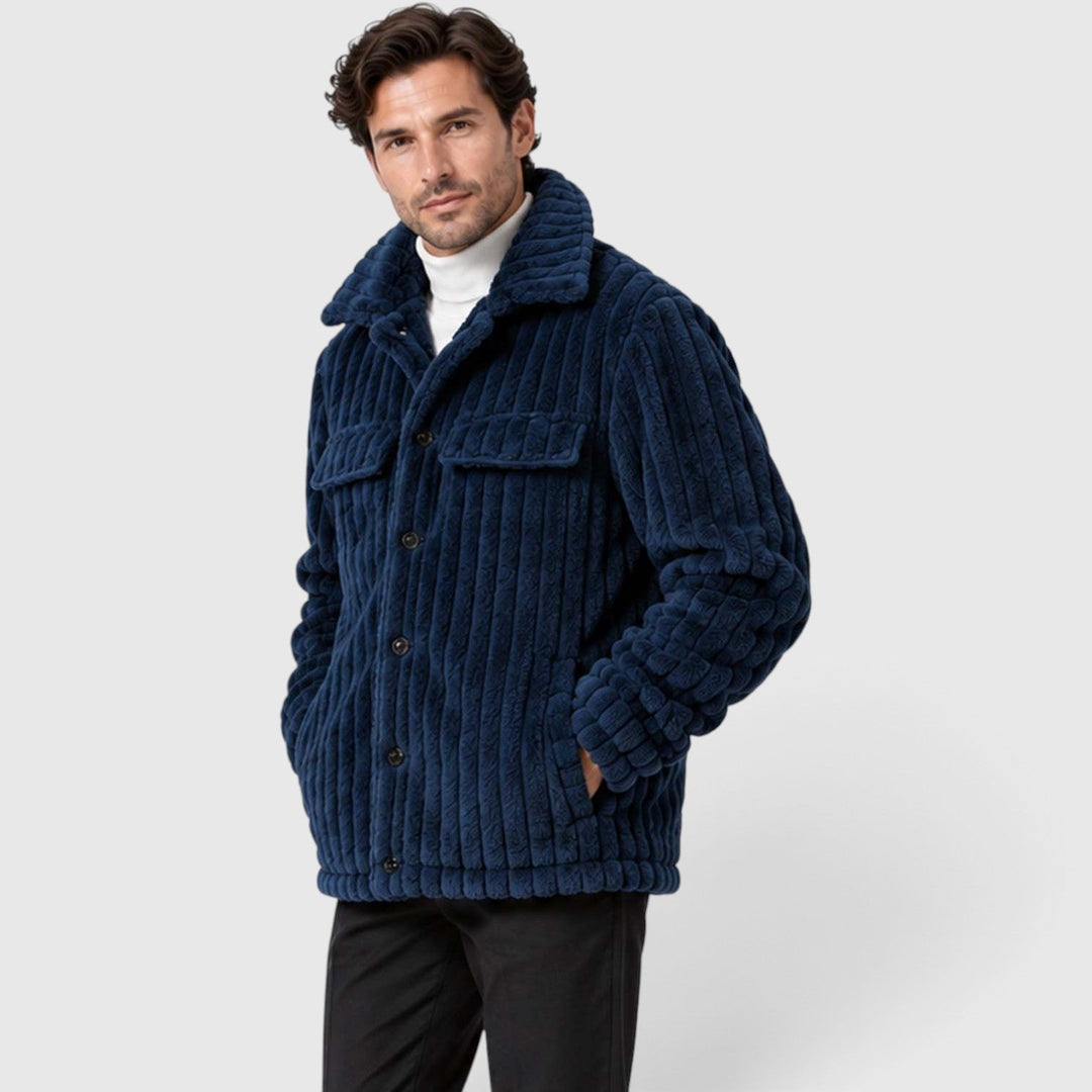 Men's Casual Fleece Button-Up Shirt Jacket