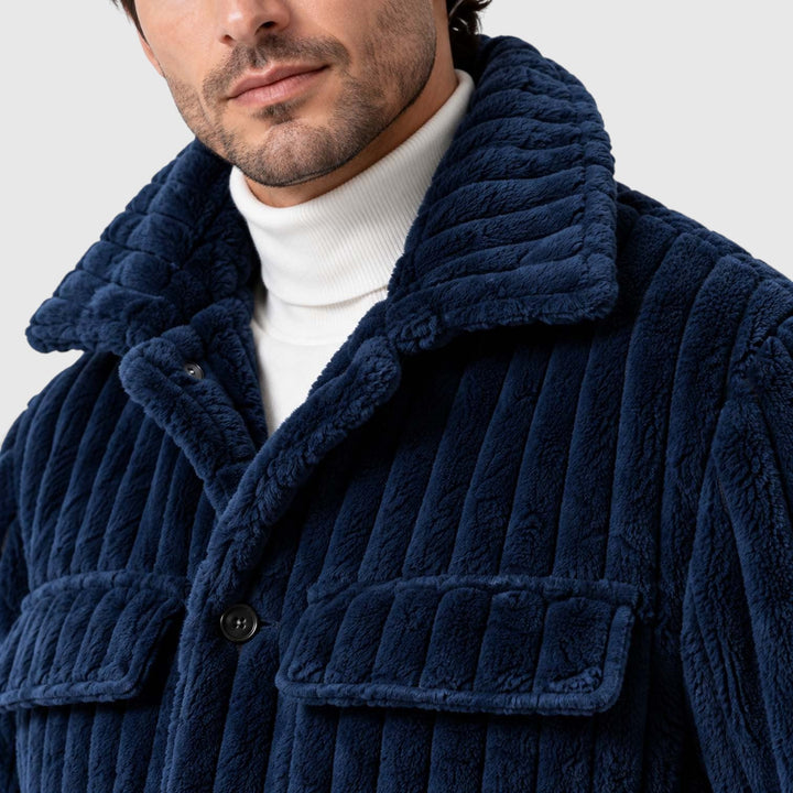 Men's Casual Fleece Button-Up Shirt Jacket