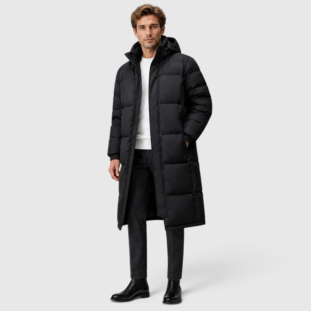 Men's Casual Hooded Long Puffer Coat