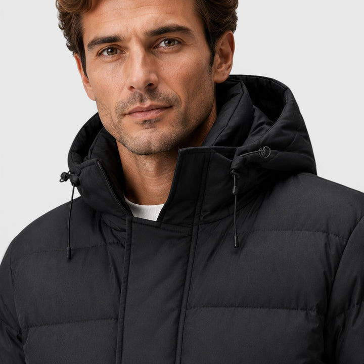 Men's Casual Hooded Long Puffer Coat