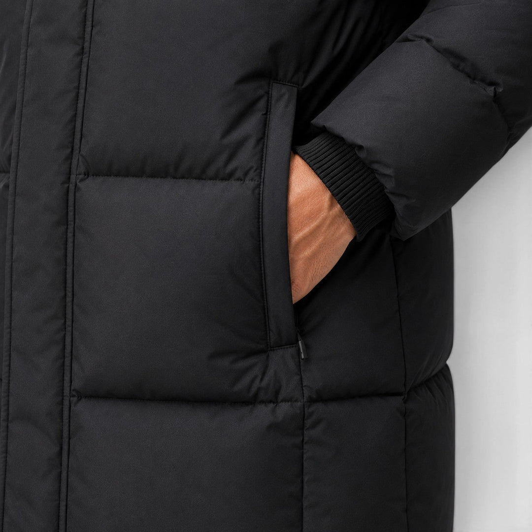 Men's Casual Hooded Long Puffer Coat