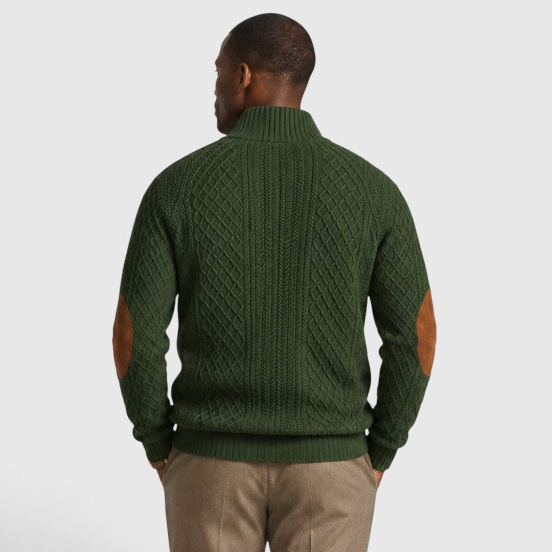 Men's Casual Jacquard Knit Crew Neck Pullover