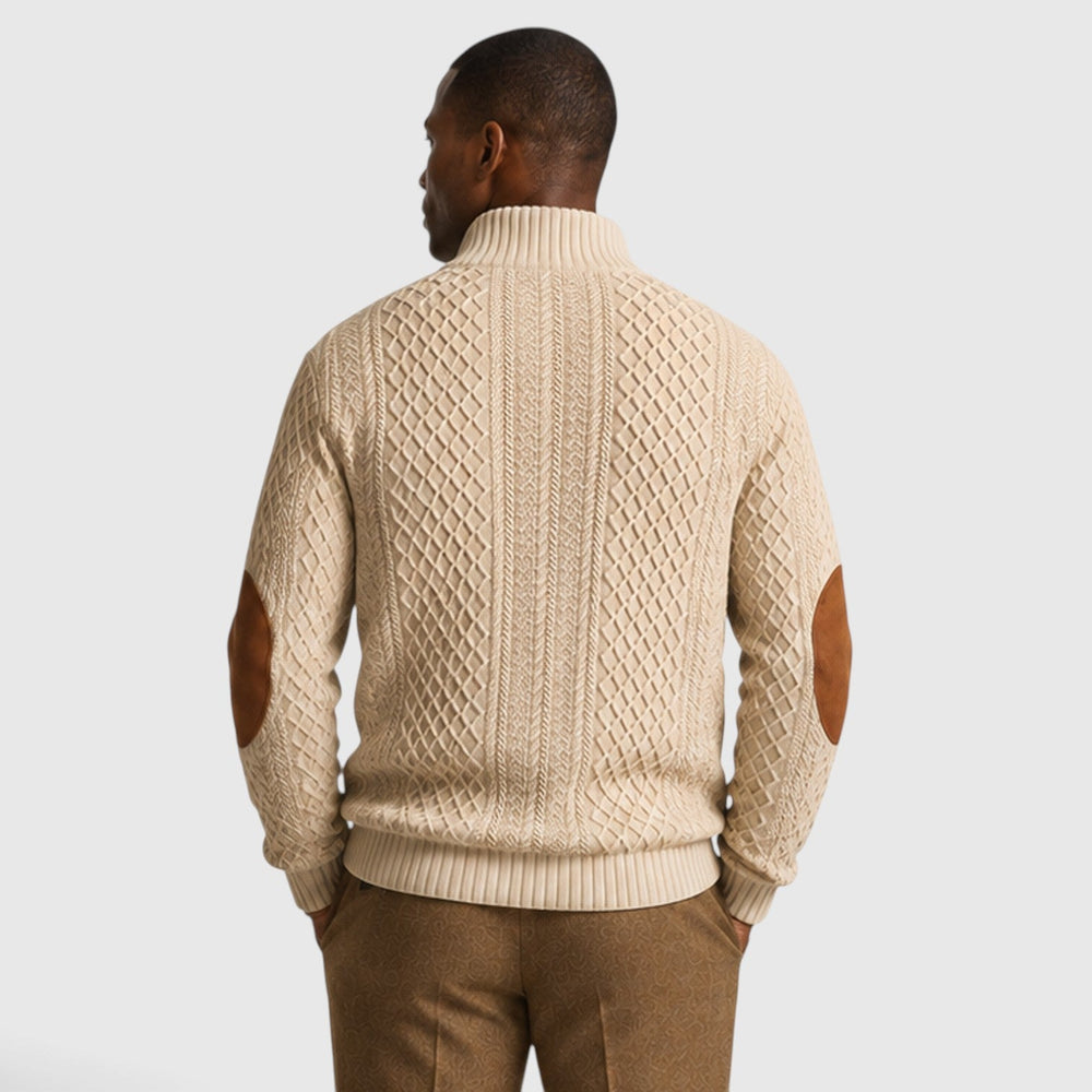 Men's Casual Jacquard Knit Crew Neck Pullover