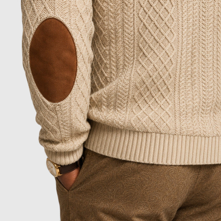 Men's Casual Jacquard Knit Crew Neck Pullover