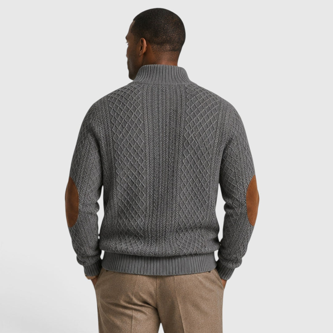 Men's Casual Jacquard Knit Crew Neck Pullover