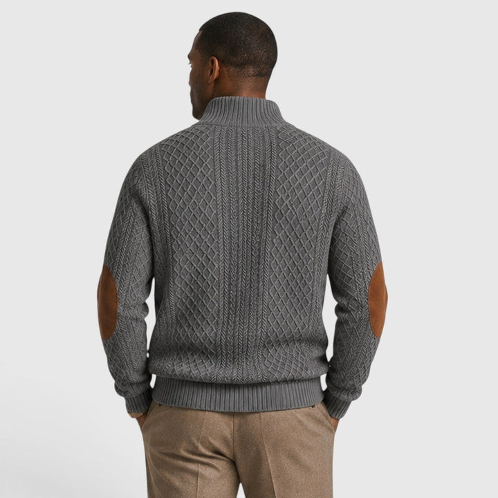 Men's Casual Jacquard Knit Crew Neck Pullover