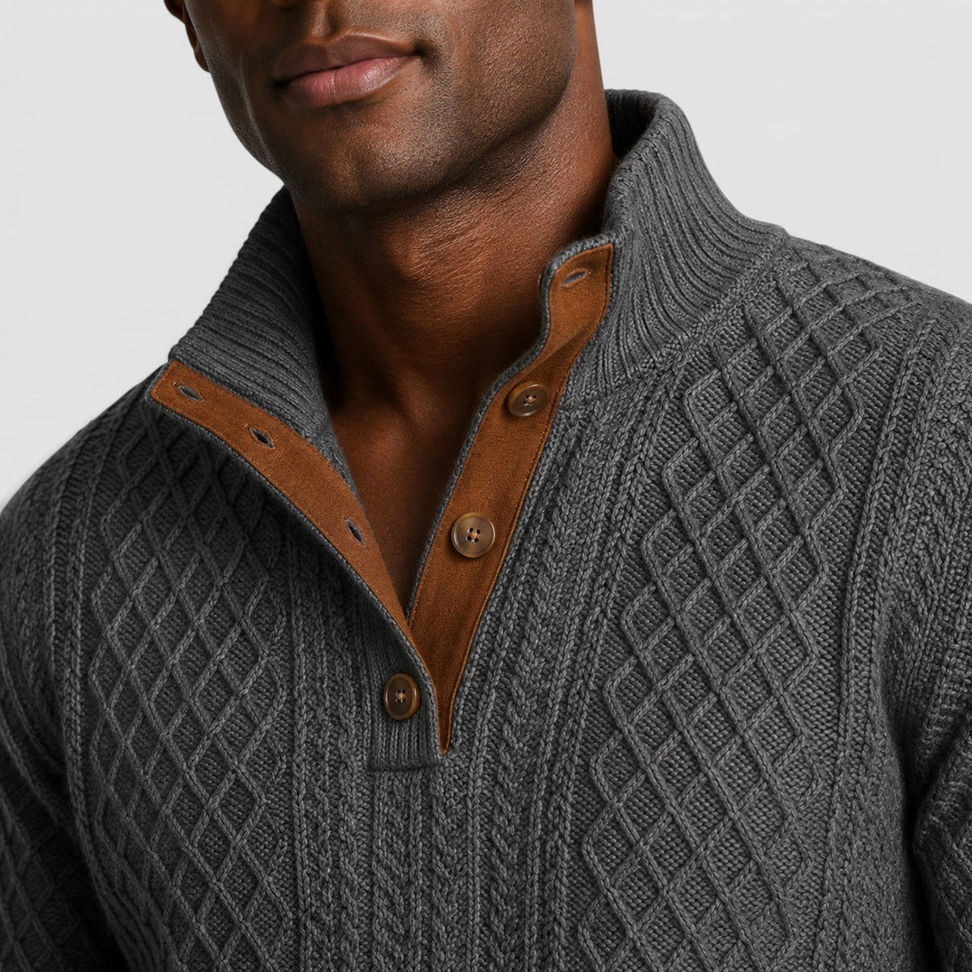 Men's Casual Jacquard Knit Crew Neck Pullover