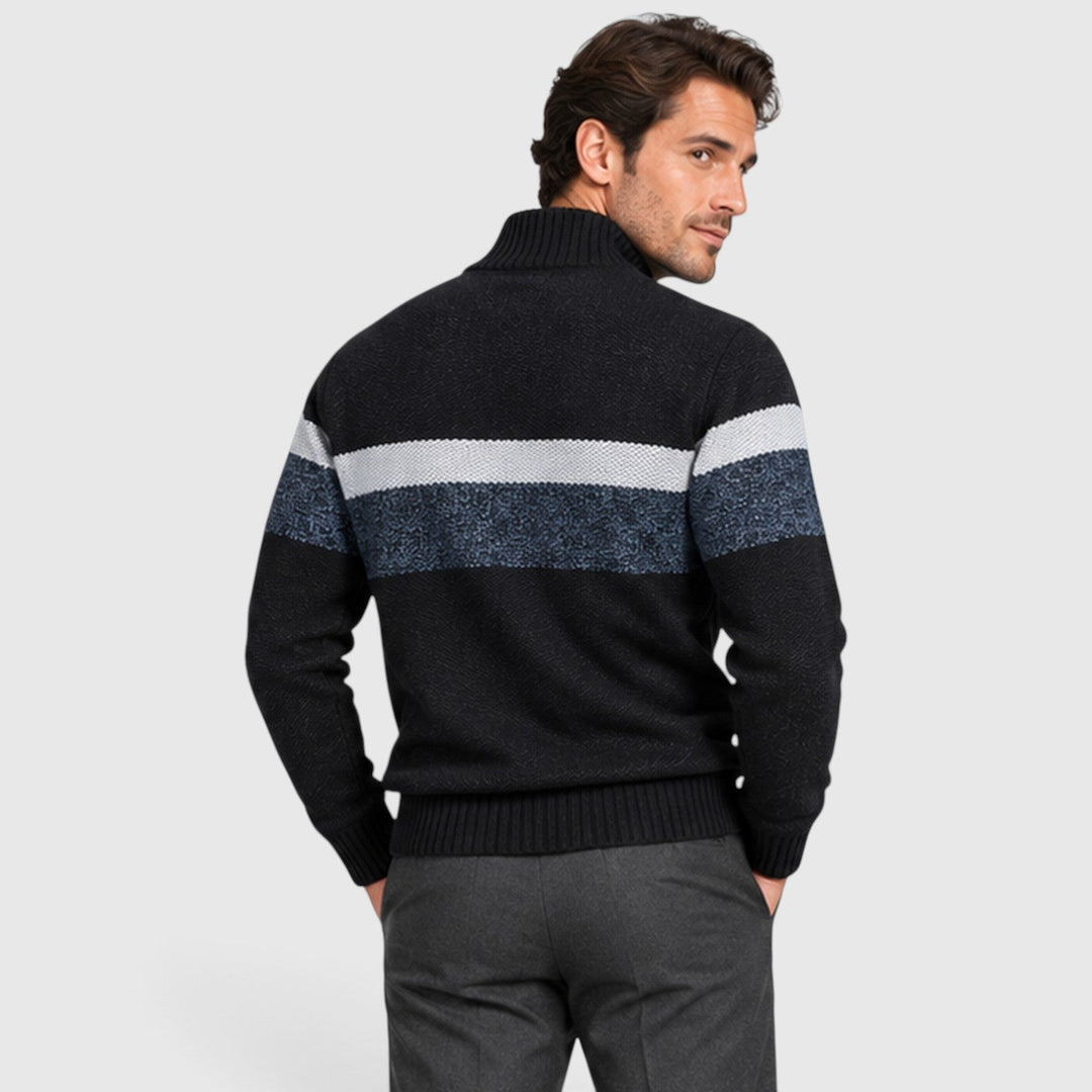 Men's Casual Knitted Quarter Zip Jumper with Stand Collar